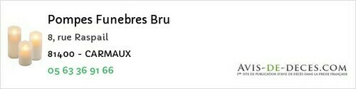Avis de décès - Réalmont - Pompes Funebres Bru