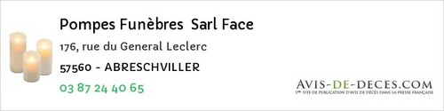 Avis de décès - Vic-sur-Seille - Pompes Funèbres Sarl Face