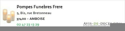 Avis de décès - Bléré - Pompes Funebres Frere