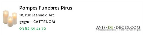 Avis de décès - Rhodes - Pompes Funebres Pirus