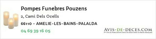 Avis de décès - Céret - Pompes Funebres Pouzens