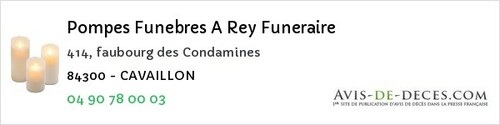 Avis de décès - Lagnes - Pompes Funebres A Rey Funeraire