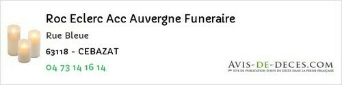 Avis de décès - Champétières - Roc Eclerc Acc Auvergne Funeraire