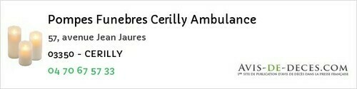 Avis de décès - Poëzat - Pompes Funebres Cerilly Ambulance