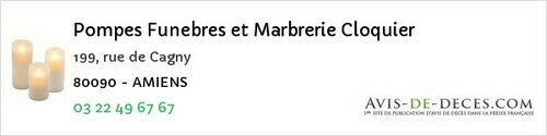 Avis de décès - Albert - Pompes Funebres et Marbrerie Cloquier