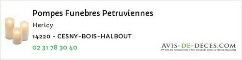 Avis de décès - Hérouville-Saint-Clair - Pompes Funebres Petruviennes