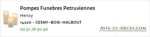 Avis de décès - Graye-sur-Mer - Pompes Funebres Petruviennes