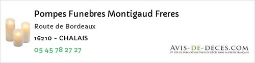 Avis de décès - Verteuil-sur-Charente - Pompes Funebres Montigaud Freres