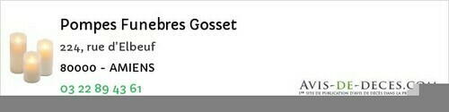 Avis de décès - Friville-Escarbotin - Pompes Funebres Gosset