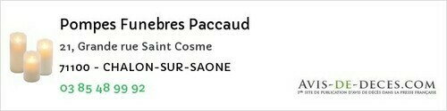 Avis de décès - Champlecy - Pompes Funebres Paccaud