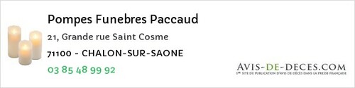Avis de décès - Saint-Laurent-En-Brionnais - Pompes Funebres Paccaud