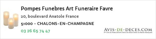 Avis de décès - Saint-Brice-Courcelles - Pompes Funebres Art Funeraire Favre