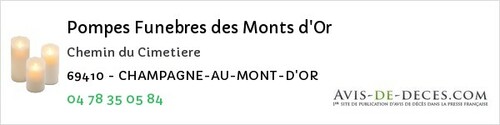 Avis de décès - Montromant - Pompes Funebres des Monts d'Or