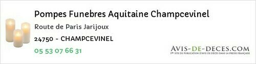 Avis de décès - Gardonne - Pompes Funebres Aquitaine Champcevinel