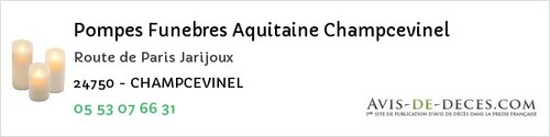 Avis de décès - La Gonterie-Boulouneix - Pompes Funebres Aquitaine Champcevinel