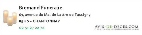 Avis de décès - Noirmoutier-en-L'île - Bremand Funeraire