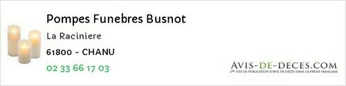 Avis de décès - Mieuxcé - Pompes Funebres Busnot