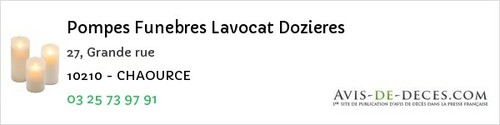 Avis de décès - Loches-sur-Ource - Pompes Funebres Lavocat Dozieres