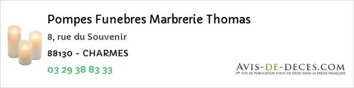 Avis de décès - Bazoilles-sur-Meuse - Pompes Funebres Marbrerie Thomas
