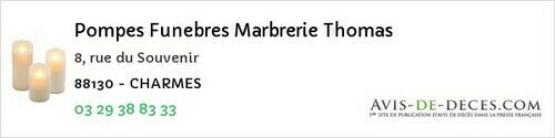 Avis de décès - Dombrot-sur-Vair - Pompes Funebres Marbrerie Thomas
