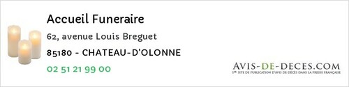 Avis de décès - Saint-Étienne-De-Brillouet - Accueil Funeraire