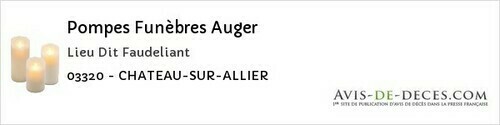 Avis de décès - Lusigny - Pompes Funèbres Auger