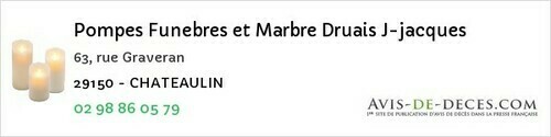 Avis de décès - Guissény - Pompes Funebres et Marbre Druais J-jacques