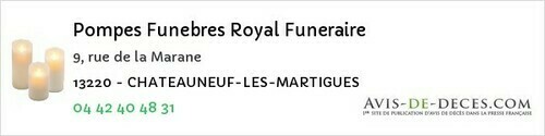 Avis de décès - Coudoux - Pompes Funebres Royal Funeraire