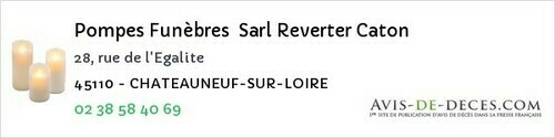 Avis de décès - Châtillon-sur-Loire - Pompes Funèbres Sarl Reverter Caton
