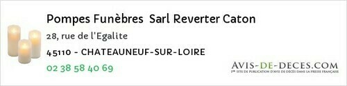 Avis de décès - Dammarie-sur-Loing - Pompes Funèbres Sarl Reverter Caton