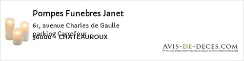 Avis de décès - Saint-Gaultier - Pompes Funebres Janet