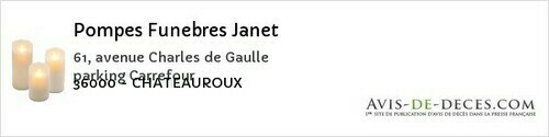 Avis de décès - Bouesse - Pompes Funebres Janet