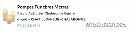 Avis de décès - Saint-Genis-Pouilly - Pompes Funebres Metras