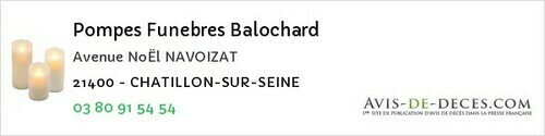 Avis de décès - Pouilly-en-Auxois - Pompes Funebres Balochard