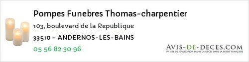 Avis de décès - Saucats - Pompes Funebres Thomas-charpentier