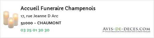 Avis de décès - Fontaines-sur-Marne - Accueil Funeraire Champenois