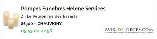 Avis de décès - Romagne - Pompes Funebres Helene Services