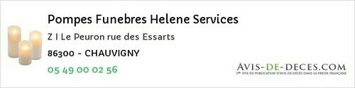 Avis de décès - Antran - Pompes Funebres Helene Services