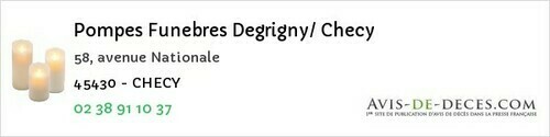 Avis de décès - Saint-Denis-En-Val - Pompes Funebres Degrigny/ Checy