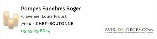 Avis de décès - Châtillon-sur-Thouet - Pompes Funebres Roger