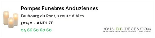 Avis de décès - Saint-Laurent-Des-Arbres - Pompes Funebres Anduziennes