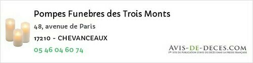 Avis de décès - Les Nouillers - Pompes Funebres des Trois Monts