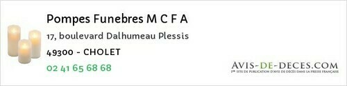 Avis de décès - Les Alleuds - Pompes Funebres M C F A