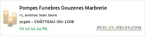Avis de décès - Parcé-sur-Sarthe - Pompes Funebres Gouzenes Marbrerie