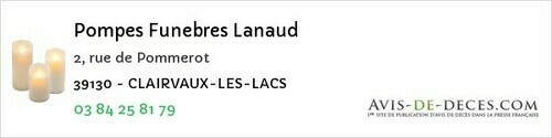 Avis de décès - Baverans - Pompes Funebres Lanaud