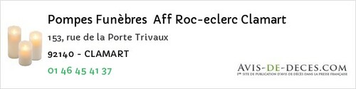 Avis de décès - Le Plessis-Robinson - Pompes Funèbres Aff Roc-eclerc Clamart