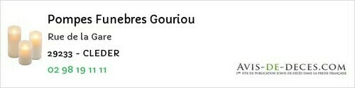 Avis de décès - Mellac - Pompes Funebres Gouriou