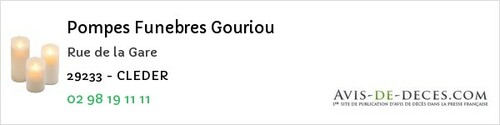 Avis de décès - La Roche-Maurice - Pompes Funebres Gouriou