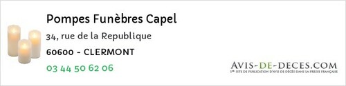 Avis de décès - Auneuil - Pompes Funèbres Capel