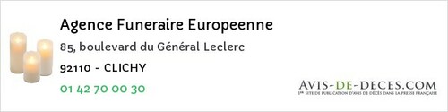 Avis de décès - Fontenay-aux-Roses - Agence Funeraire Europeenne